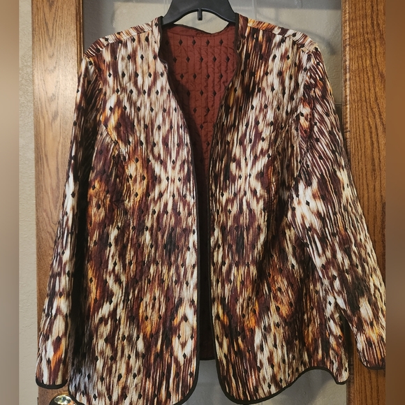 Reversible Women's Quilted Jacket - Rust - Picture 2 of 5